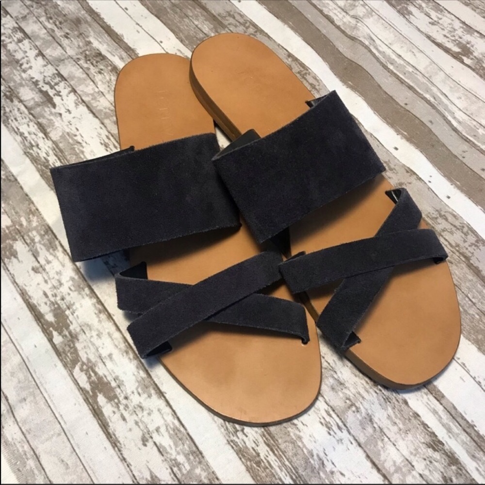 J crew leather navy blue sandal size 7 - Picture 4 of 4